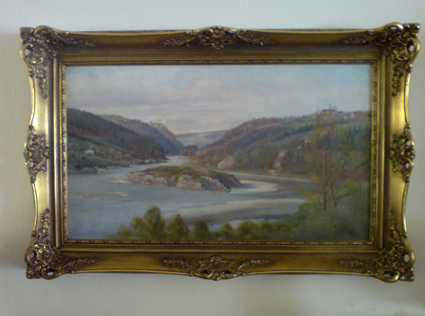 Altes Bild im Goldrahmen mit der Schlögener Schlinge